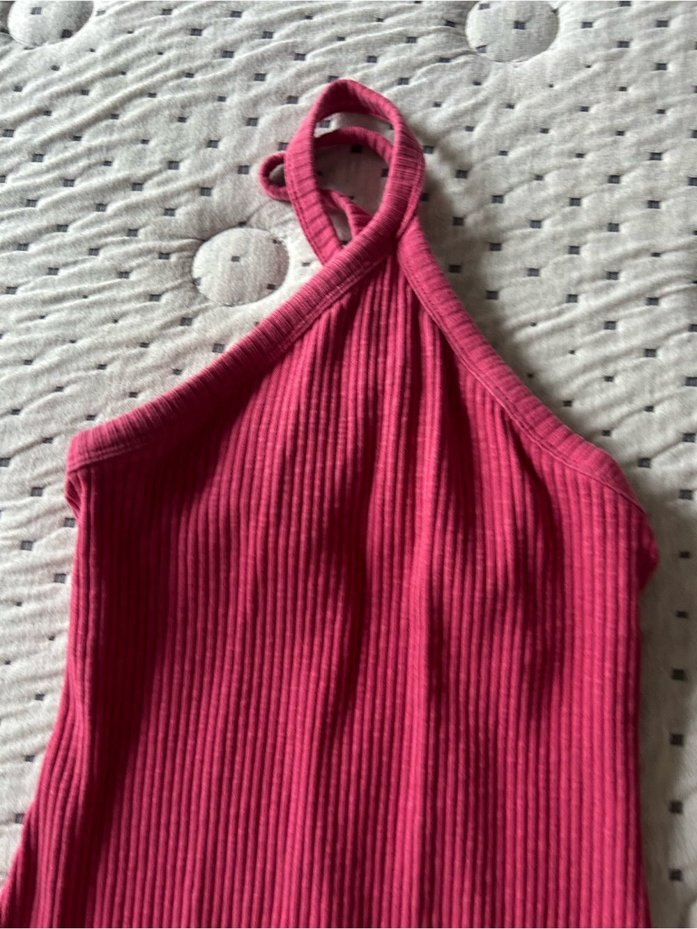Halter Ribbed Maxi Dress with Slit 🦵 - Rose Pink - Picture 2 of 4
